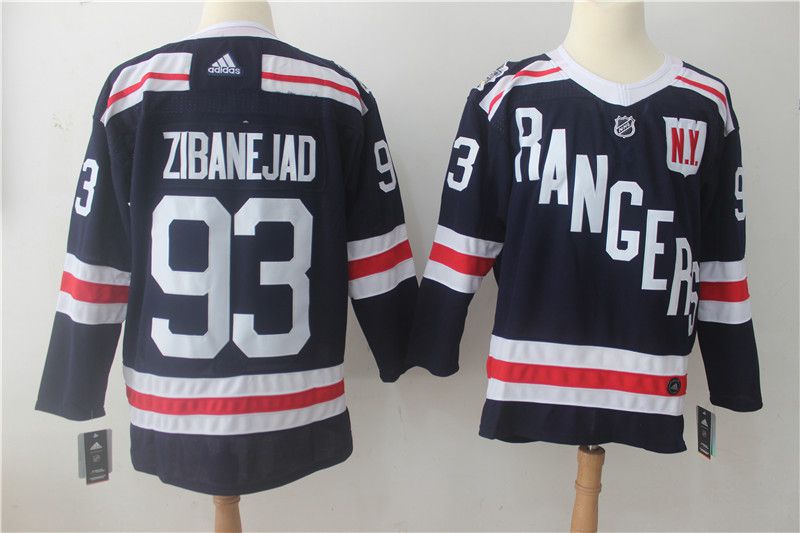 Men New York Rangers #93 Zibanejad Drak Blue Hockey Stitched Adidas NHL Jerseys